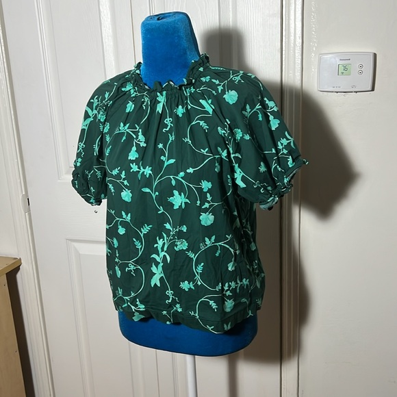 Hill House Green Floral Blouse XS S - Picture 3 of 6